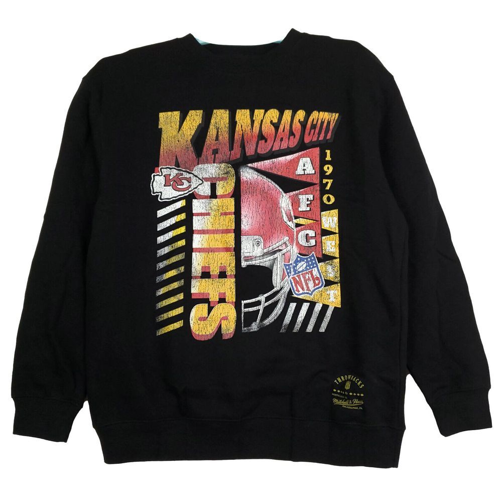 KC Chiefs Mitchell & Ness NFL L Large Sweatshirt 1970 AFC West Art Black NWT